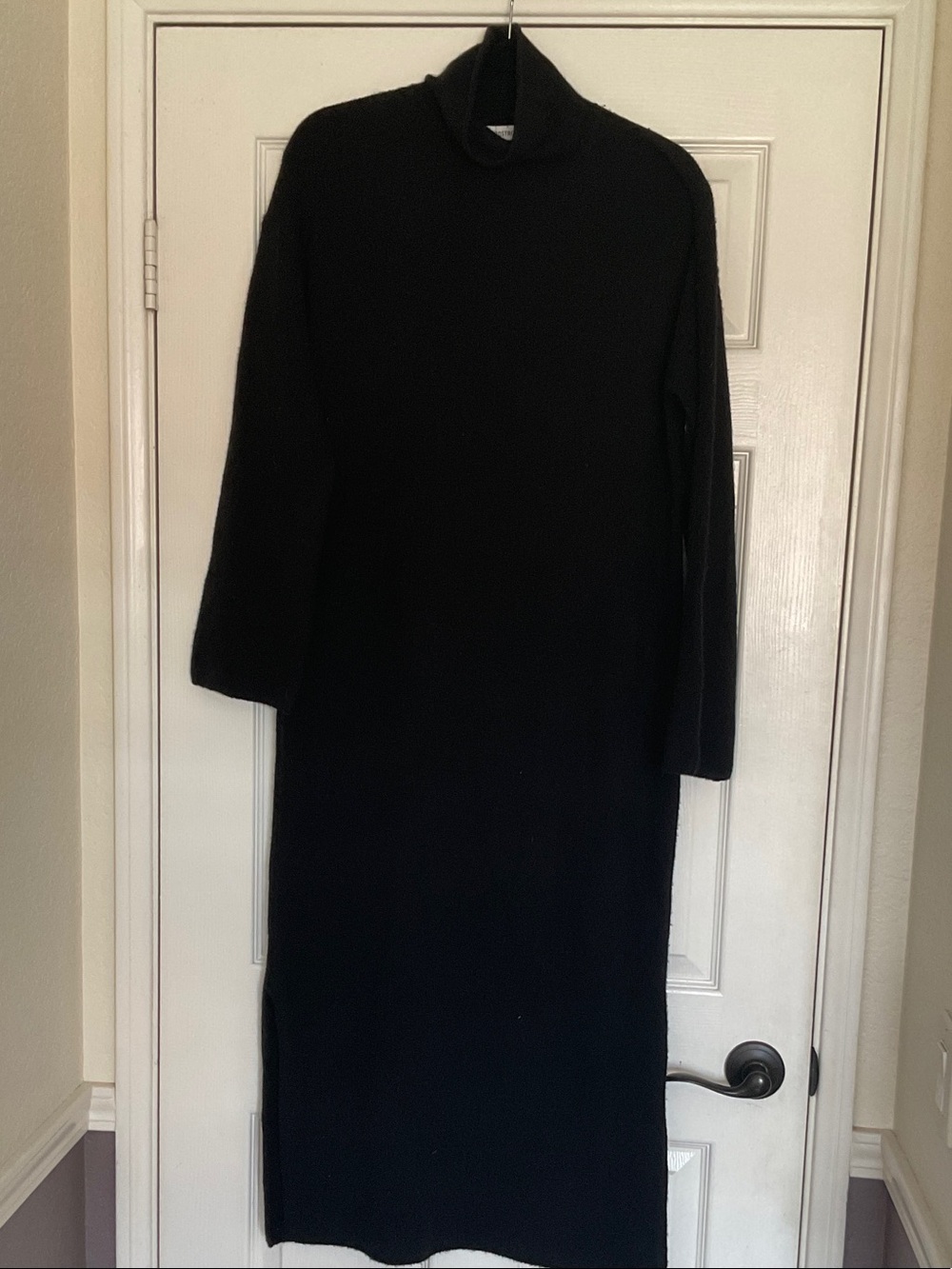 Nordstrom Black Mock Neck Wool Cashmere Blend Sweater Dress-XS/M